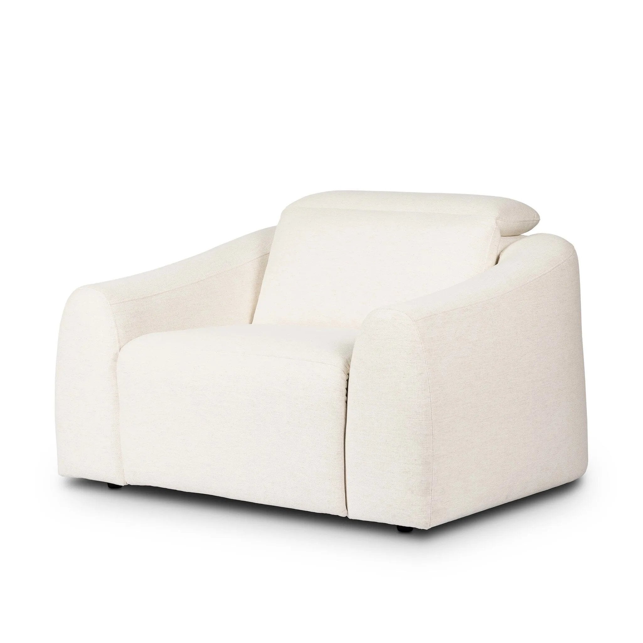 Introducing an Italian-inspired modern recliner. Featuring waterfall seating, curved arms, an adjustable headrest, articulating footrest and rounded back corners for comfort that's curated. The concealed power motion adjusts comfort level. There is a six-motor maximum per power outlet. Each motor comes with a two-year warranty. Amethyst Home provides interior design, new home construction design consulting, vintage area rugs, and lighting in the Alpharetta metro area.