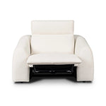 Introducing an Italian-inspired modern recliner. Featuring waterfall seating, curved arms, an adjustable headrest, articulating footrest and rounded back corners for comfort that's curated. The concealed power motion adjusts comfort level. There is a six-motor maximum per power outlet. Each motor comes with a two-year warranty. Amethyst Home provides interior design, new home construction design consulting, vintage area rugs, and lighting in the Austin metro area.
