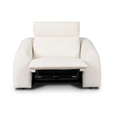 Introducing an Italian-inspired modern recliner. Featuring waterfall seating, curved arms, an adjustable headrest, articulating footrest and rounded back corners for comfort that's curated. The concealed power motion adjusts comfort level. There is a six-motor maximum per power outlet. Each motor comes with a two-year warranty. Amethyst Home provides interior design, new home construction design consulting, vintage area rugs, and lighting in the Austin metro area.