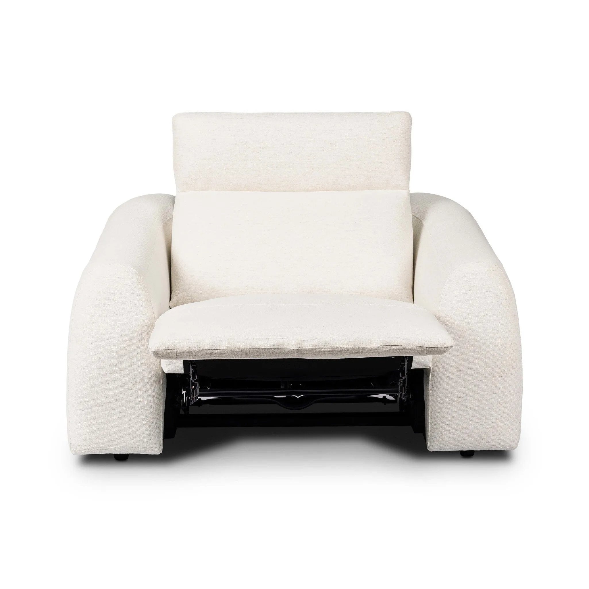 Introducing an Italian-inspired modern recliner. Featuring waterfall seating, curved arms, an adjustable headrest, articulating footrest and rounded back corners for comfort that's curated. The concealed power motion adjusts comfort level. There is a six-motor maximum per power outlet. Each motor comes with a two-year warranty. Amethyst Home provides interior design, new home construction design consulting, vintage area rugs, and lighting in the Austin metro area.