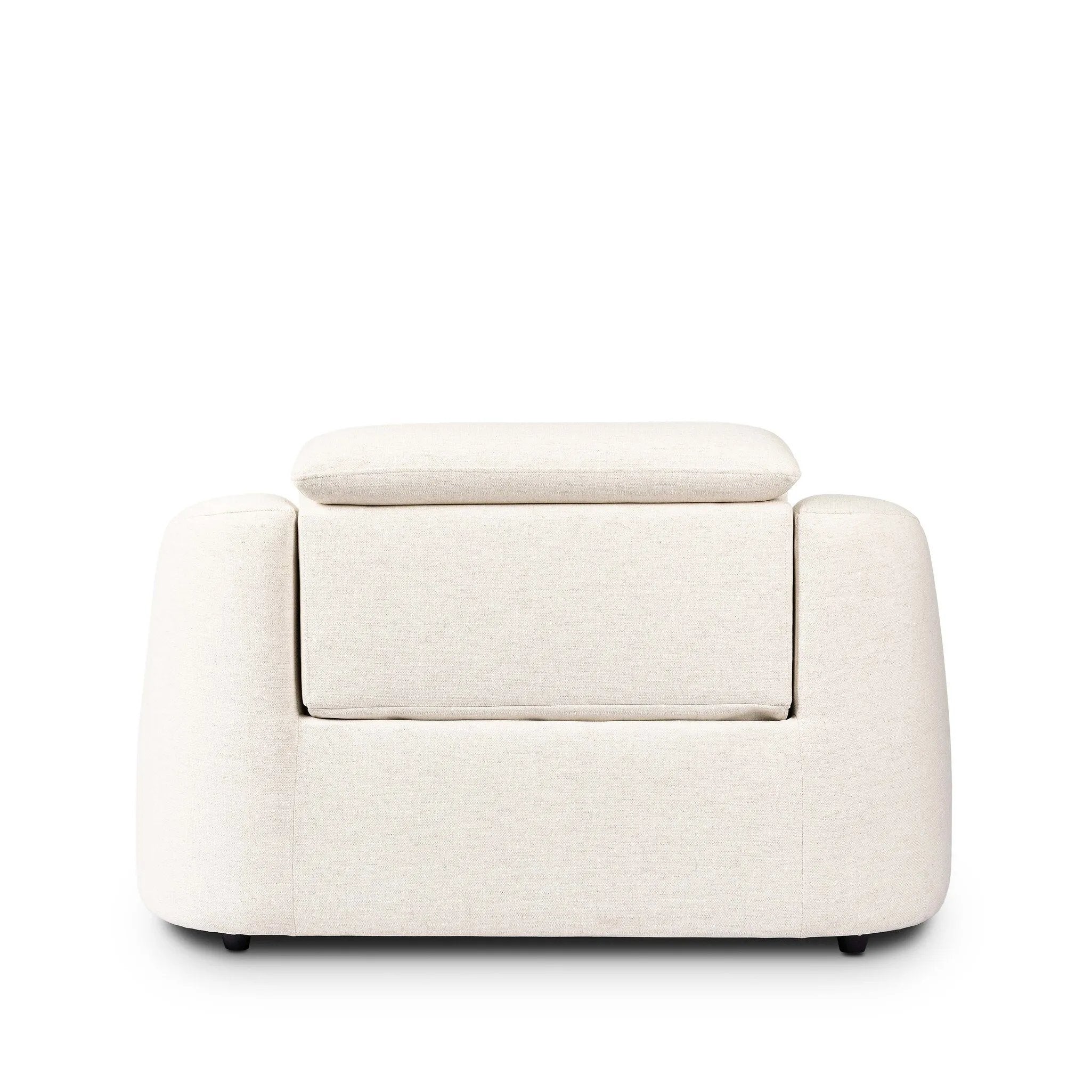 Introducing an Italian-inspired modern recliner. Featuring waterfall seating, curved arms, an adjustable headrest, articulating footrest and rounded back corners for comfort that's curated. The concealed power motion adjusts comfort level. There is a six-motor maximum per power outlet. Each motor comes with a two-year warranty. Amethyst Home provides interior design, new home construction design consulting, vintage area rugs, and lighting in the San Diego metro area.