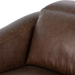 Introducing an Italian-inspired modern recliner chair. Sectional features waterfall seating, curved arms, adjustable headrests, articulating footrests and rounded back corners. The concealed power motion adjusts comfort level. There is a six-motor maximum per power outlet. Each motor comes with a two-year warranty. Amethyst Home provides interior design, new home construction design consulting, vintage area rugs, and lighting in the Charlotte metro area.
