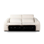 Introducing an Italian-inspired modern sectional with a suite of seating that reclines. Each seat has its very own reclining mechanism so that everyone can sit back and relax. Sectional features waterfall seating, curved arms, adjustable headrests, articulating footrests and rounded back corners. The concealed power motion adjusts comfort level. Amethyst Home provides interior design, new home construction design consulting, vintage area rugs, and lighting in the Omaha metro area.