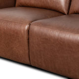 Introducing an Italian-inspired modern sectional with a suite of seating that reclines. Each seat has its very own reclining mechanism so that everyone can sit back and relax. Sectional features waterfall seating, curved arms, adjustable headrests, articulating footrests and rounded back corners. The concealed power motion adjusts comfort level. Amethyst Home provides interior design, new home construction design consulting, vintage area rugs, and lighting in the Newport Beach metro area.