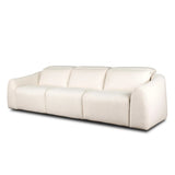 Introducing an Italian-inspired modern sectional with a suite of seating that reclines. Each seat has its very own reclining mechanism so that everyone can sit back and relax. Sectional features waterfall seating, curved arms, adjustable headrests, articulating footrests and rounded back corners. The concealed power motion adjusts comfort level. Amethyst Home provides interior design, new home construction design consulting, vintage area rugs, and lighting in the Boston metro area.