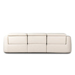 Introducing an Italian-inspired modern sectional with a suite of seating that reclines. Each seat has its very own reclining mechanism so that everyone can sit back and relax. Sectional features waterfall seating, curved arms, adjustable headrests, articulating footrests and rounded back corners. The concealed power motion adjusts comfort level. Amethyst Home provides interior design, new home construction design consulting, vintage area rugs, and lighting in the Calabasas metro area.