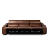 Introducing an Italian-inspired modern sectional with a suite of seating that reclines. Each seat has its very own reclining mechanism so that everyone can sit back and relax. Sectional features waterfall seating, curved arms, adjustable headrests, articulating footrests and rounded back corners. The concealed power motion adjusts comfort level. Amethyst Home provides interior design, new home construction design consulting, vintage area rugs, and lighting in the Omaha metro area.