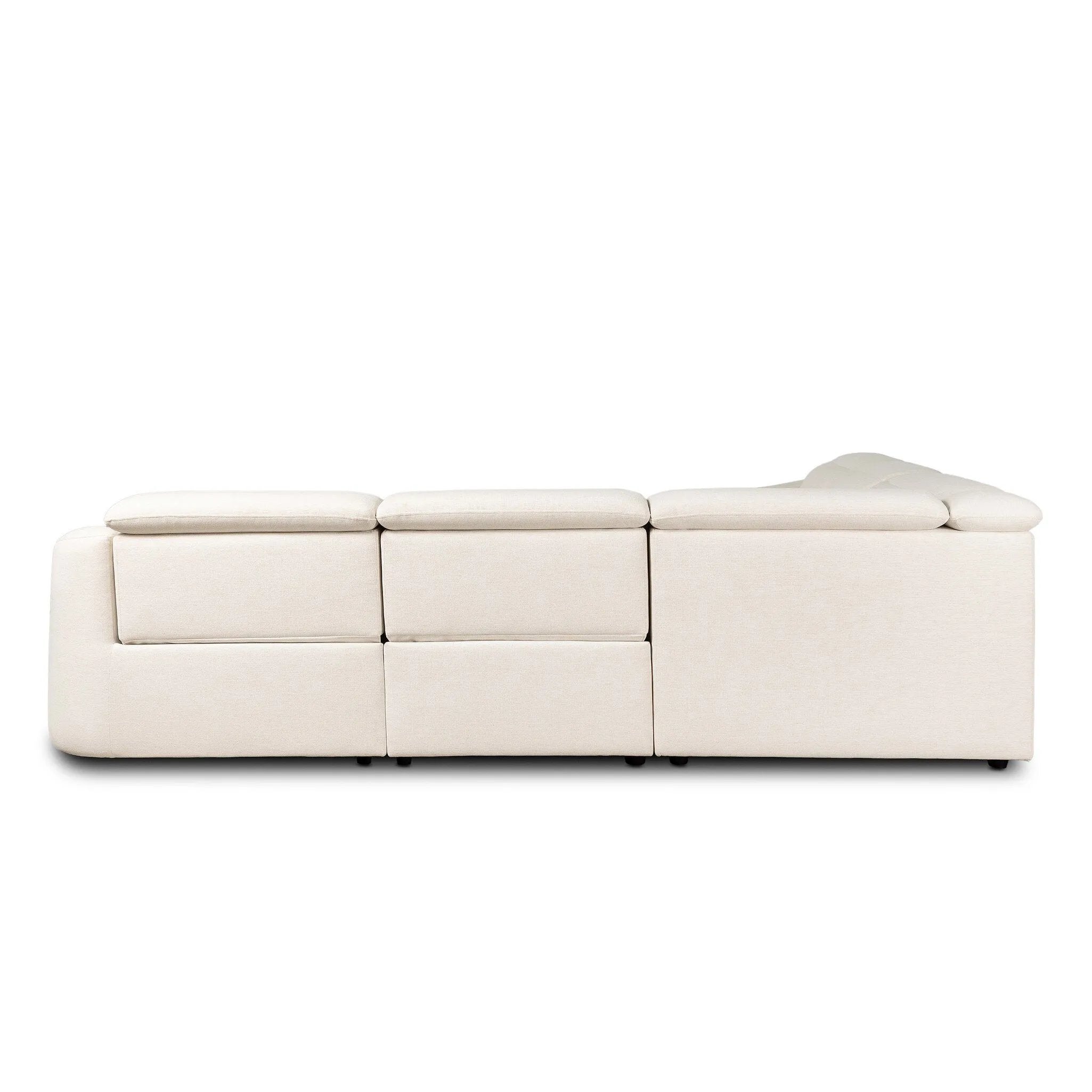 Introducing an Italian-inspired modern sectional with a suite of seating that reclines. Just about every seat on the sofa has its very own reclining mechanism so that everyone can sit back and relax. Sectional features waterfall seating, curved arms, adjustable headrests, articulating footrests and rounded back corners. Amethyst Home provides interior design, new home construction design consulting, vintage area rugs, and lighting in the Kansas City metro area.
