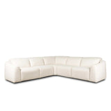 Introducing an Italian-inspired modern sectional with a suite of seating that reclines. Just about every seat on the sofa has its very own reclining mechanism so that everyone can sit back and relax. Sectional features waterfall seating, curved arms, adjustable headrests, articulating footrests and rounded back corners. Amethyst Home provides interior design, new home construction design consulting, vintage area rugs, and lighting in the Laguna Beach metro area.