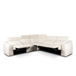 Introducing an Italian-inspired modern sectional with a suite of seating that reclines. Just about every seat on the sofa has its very own reclining mechanism so that everyone can sit back and relax. Sectional features waterfall seating, curved arms, adjustable headrests, articulating footrests and rounded back corners. Amethyst Home provides interior design, new home construction design consulting, vintage area rugs, and lighting in the Winter Garden metro area.