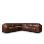 Introducing an Italian-inspired modern sectional with a suite of seating that reclines. Just about every seat on the sofa has its very own reclining mechanism so that everyone can sit back and relax. Sectional features waterfall seating, curved arms, adjustable headrests, articulating footrests and rounded back corners. Amethyst Home provides interior design, new home construction design consulting, vintage area rugs, and lighting in the San Diego metro area.