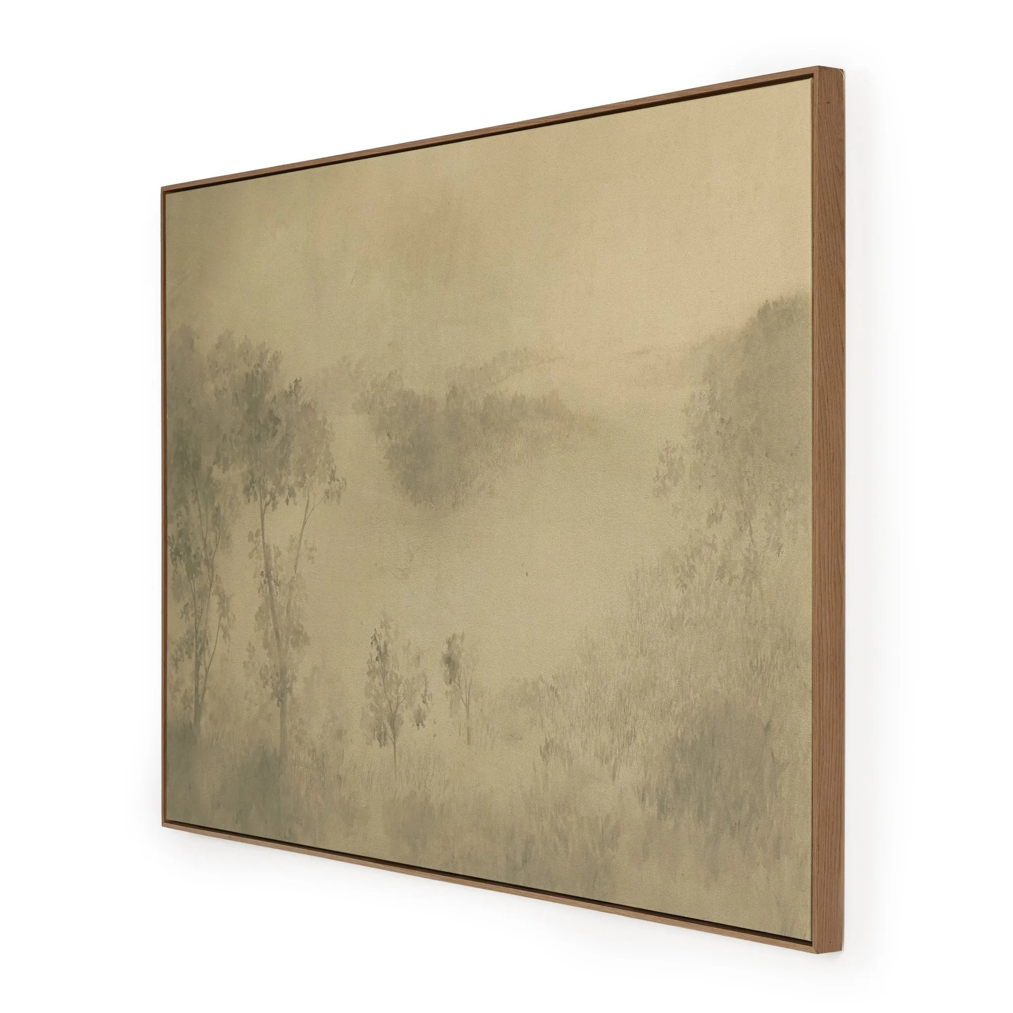 Inspired by the Texas Hill Country, Austin-based artist and registered nurse Aileen Fitzgerald paints atmospheric landscapes reminiscent of early Impressionism with a heavy emphasis on light. Raw canvas is wrapped and framed within vertical grain white oak. Handmade in Austin, Texas Amethyst Home provides interior design, new home construction design consulting, vintage area rugs, and lighting in the Winter Garden metro area.