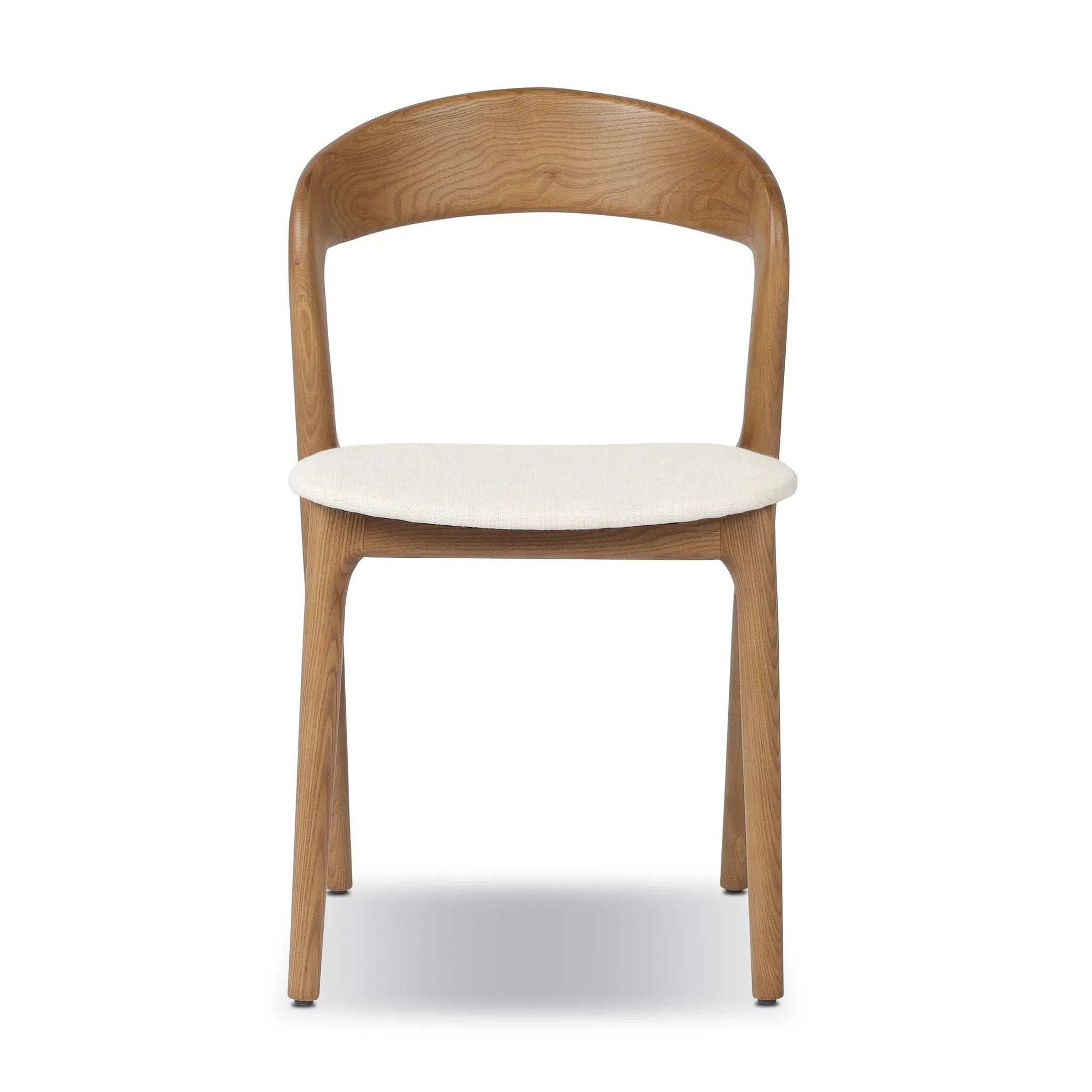 Inspired by clean, simple Scandinavian styling, solid ash forms a shapely, open frame for tan top-grain leather seating in a monochromatic tone Amethyst Home provides interior design, new home construction design consulting, vintage area rugs, and lighting in the Alpharetta metro area.