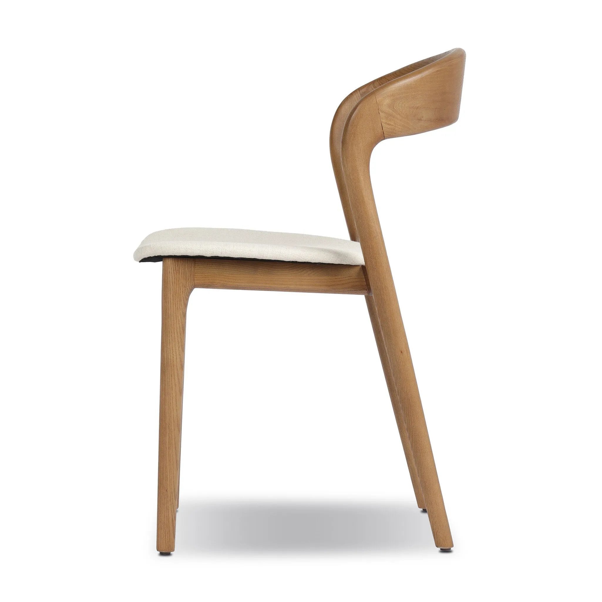 Inspired by clean, simple Scandinavian styling, solid ash forms a shapely, open frame for tan top-grain leather seating in a monochromatic tone Amethyst Home provides interior design, new home construction design consulting, vintage area rugs, and lighting in the Miami metro area.