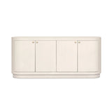 Uniquely made from ivory-painted linen, a beautifully curved sideboard gives shape to generous storage for dinnerware, linens and more Amethyst Home provides interior design, new home construction design consulting, vintage area rugs, and lighting in the Des Moines metro area.