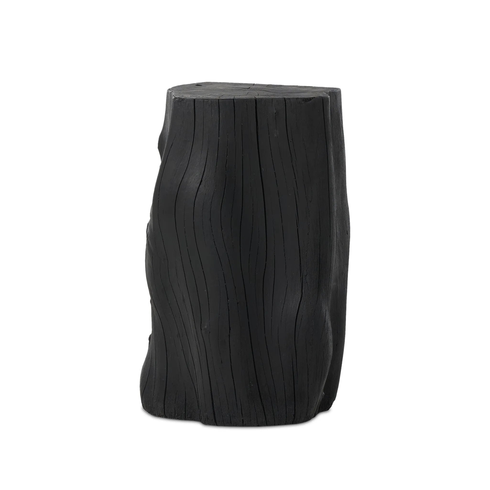 Ground any room with a style inspired by the beautiful simplicity of nature. Made of black-finished resin, the form for this special piece is molded from a tree trunk, then cast in resin to recreate the same shape and texture of the trunk — talk about a true statement piece Amethyst Home provides interior design, new home construction design consulting, vintage area rugs, and lighting in the Omaha metro area.