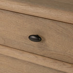 Crafted from sandy solid oak in a waterfall silhouette, this storage-driven dresser adds a touch of contemporary simplicity to your bedroom. A bullnose edge and oval iron drawer pulls add variety.As enthusiasts of modern design at Amethyst, we love the designer inspired Analisa 9 Drawer Dresser - Sandy Oak. Amethyst Home provides interior design, new home construction design consulting, vintage area rugs, and lighting in the Salt Lake City metro area.
