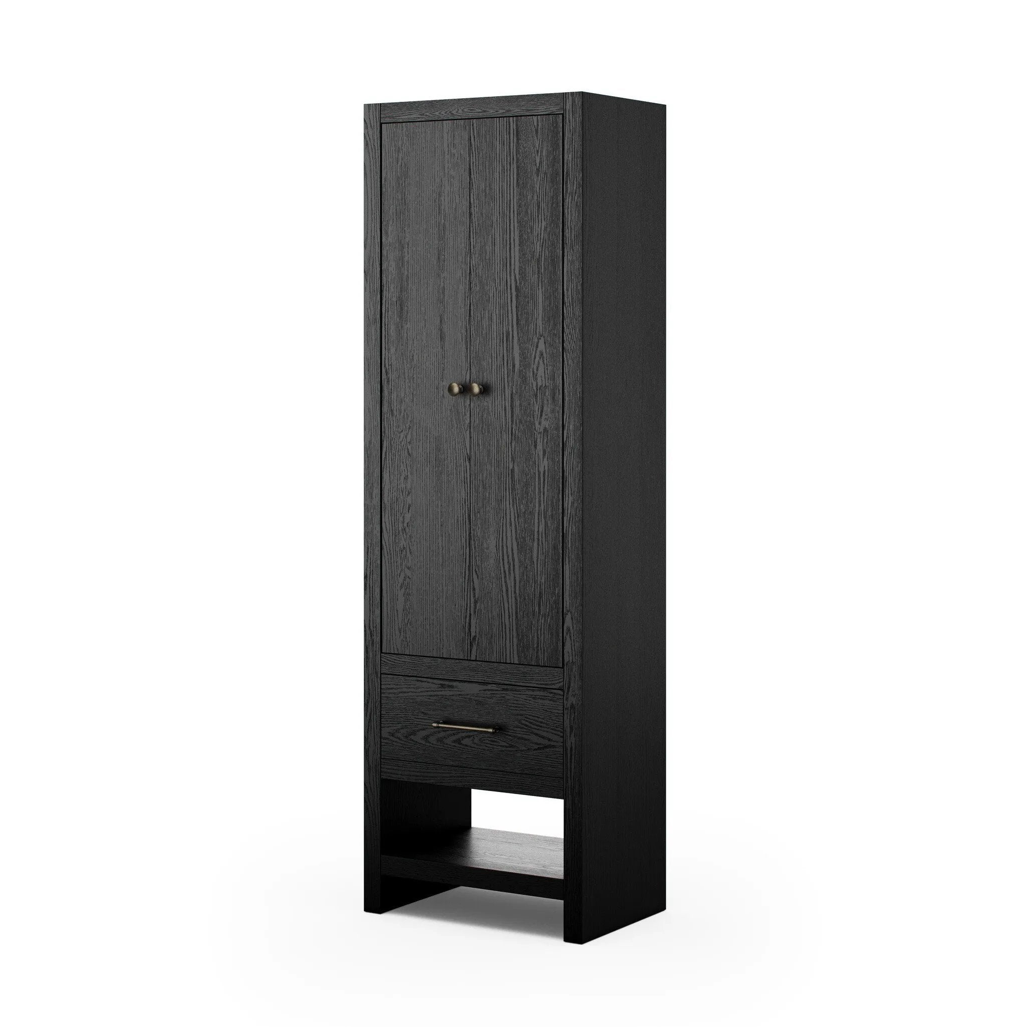 Slim format bath storage designed for towels, toiletries and more. Pair with a bath vanity for extended storage or as a narrow cabinet in any space.As lovers of luxe style at Amethyst, we love the nature inspired Anthem Bath Storage - Black Wash Oak - Black Wash Oak Veneer. Amethyst Home provides interior design, new home construction design consulting, vintage area rugs, and lighting in the Kansas City metro area.