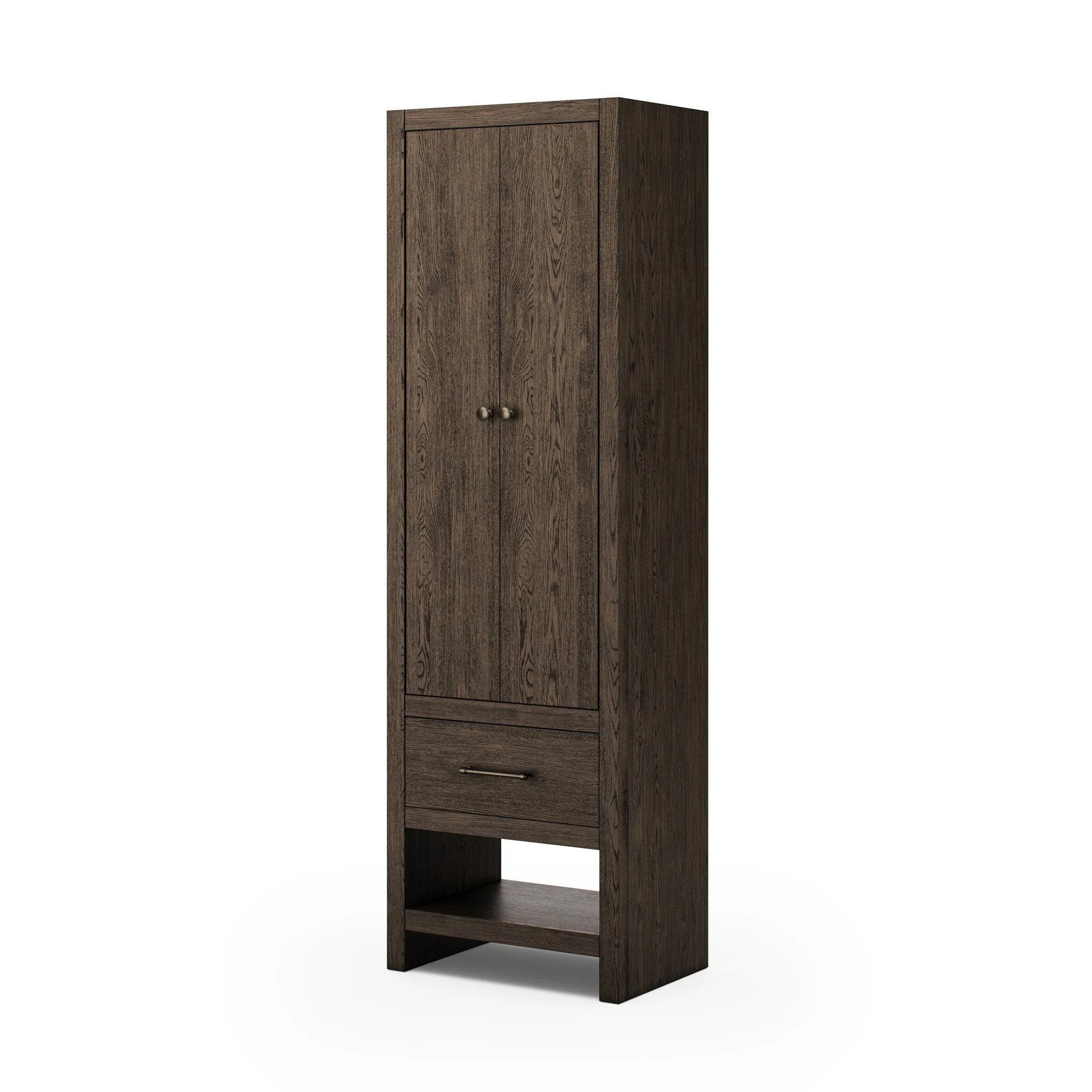 Slim format bath storage designed for towels, toiletries and more. Pair with a bath vanity for extended storage or as a narrow cabinet in any space.As fans of natural aesthetics at Amethyst, we love the nature inspired Anthem Bath Storage - Satin Espresso Oak - Satin Espresso Oak Veneer. Amethyst Home provides interior design, new home construction design consulting, vintage area rugs, and lighting in the Houston metro area.
