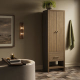 Slim format bath storage designed for towels, toiletries and more. Pair with a bath vanity for extended storage or as a narrow cabinet in any space.As fans of clean materials at Amethyst, we love the nature inspired Anthem Bath Storage - Washed Natural - Washed Natural Veneer. Amethyst Home provides interior design, new home construction design consulting, vintage area rugs, and lighting in the Miami metro area.