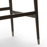 Featuring Anton Havana Brown  Bar + Counter Stool by Four Hands at Amethyst Home. Eighties inspiration gone modern. With iron-dipped caps, tapered legs of solid oak frame this counter stool's seat and back, upholstered in brown top-grain leather. Slim wood stretchers add an airy vibe.BarOverall Dimensions: 20.00"w x 23.75"d x 42.75"hWeight: 18.08 lbsCounterOve. Amethyst Home provides interior design, new home construction design consulting, vintage area rugs, and lighting in the Boston metro area.