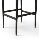 Featuring Anton Savile Flax Bar + Counter Stool by Four Hands at Amethyst Home. Eighties inspiration gone modern. With iron-dipped caps, tapered legs of solid oak frame this bar stool's seat and back, upholstered in light performance fabric. Slim wood stretchers add an airy vibe to this counter stool. Performance fabrics are specially created to withstand spil. Amethyst Home provides interior design, new home construction design consulting, vintage area rugs, and lighting in the Boston metro area.