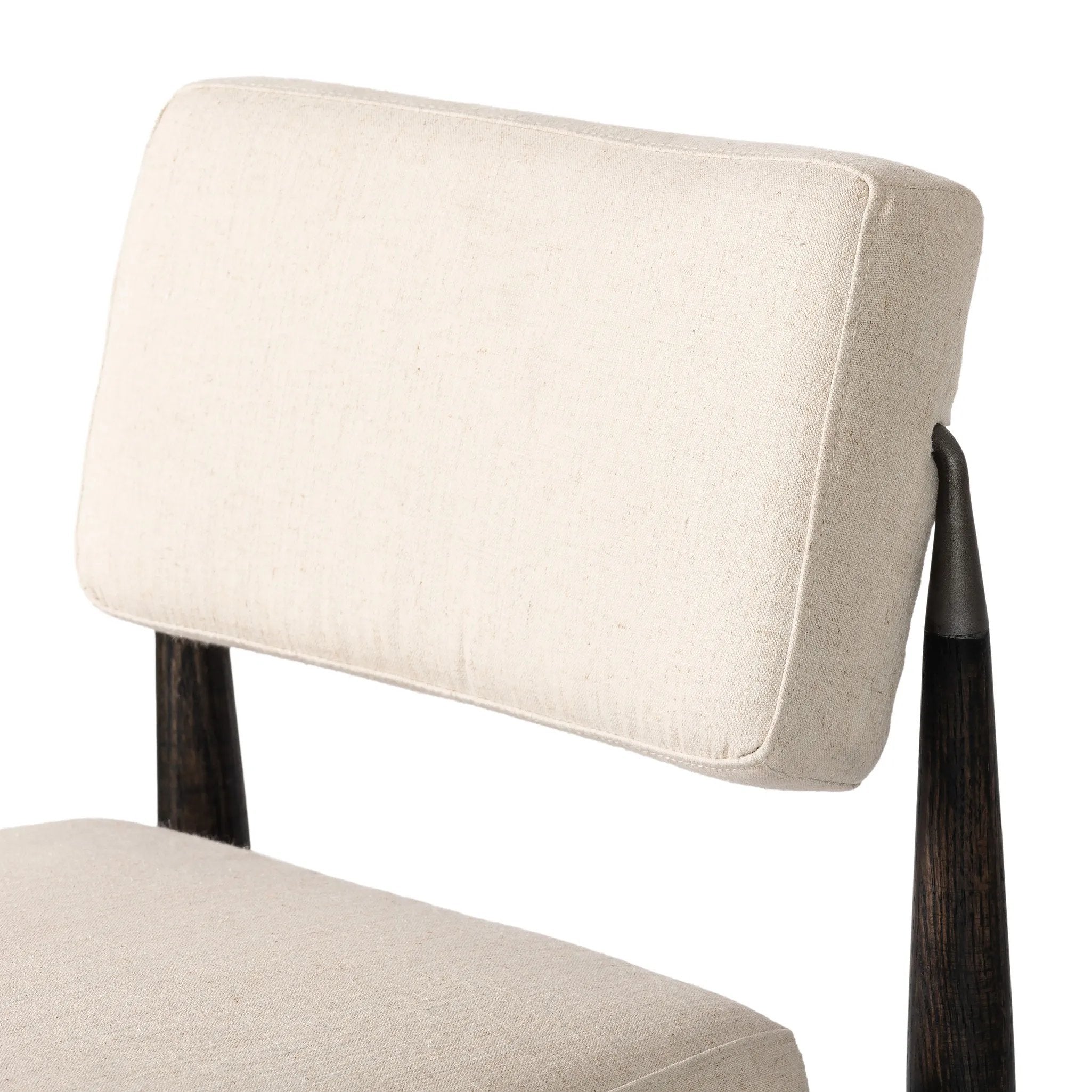 Featuring Anton Savile Flax Bar + Counter Stool by Four Hands at Amethyst Home. Eighties inspiration gone modern. With iron-dipped caps, tapered legs of solid oak frame this bar stool's seat and back, upholstered in light performance fabric. Slim wood stretchers add an airy vibe to this counter stool. Performance fabrics are specially created to withstand. Amethyst Home provides interior design, new home construction design consulting, vintage area rugs, and lighting in the Kansas City metro area.