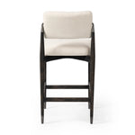 Featuring Anton Savile Flax Bar + Counter Stool by Four Hands at Amethyst Home. Eighties inspiration gone modern. With iron-dipped caps, tapered legs of solid oak frame this bar stool's seat and back, upholstered in light performance fabric. Slim wood stretchers add an airy vibe to this counter stool. Performance fabrics are specially created to withstand s. Amethyst Home provides interior design, new home construction design consulting, vintage area rugs, and lighting in the Nashville metro area.