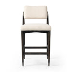Featuring Anton Savile Flax Bar + Counter Stool by Four Hands at Amethyst Home. Eighties inspiration gone modern. With iron-dipped caps, tapered legs of solid oak frame this bar stool's seat and back, upholstered in light performance fabric. Slim wood stretchers add an airy vibe to this counter stool. Performance fabrics are specially created to withsta. Amethyst Home provides interior design, new home construction design consulting, vintage area rugs, and lighting in the Winter Garden metro area.