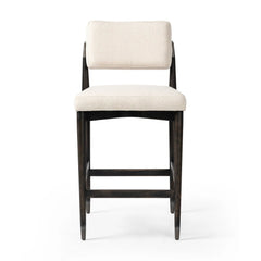 Featuring Anton Savile Flax Bar + Counter Stool by Four Hands at Amethyst Home. Eighties inspiration gone modern. With iron-dipped caps, tapered legs of solid oak frame this bar stool's seat and back, upholstered in light performance fabric. Slim wood stretchers add an airy vibe to this counter stool. Performance fabrics are specially created to withsta. Amethyst Home provides interior design, new home construction design consulting, vintage area rugs, and lighting in the Winter Garden metro area.