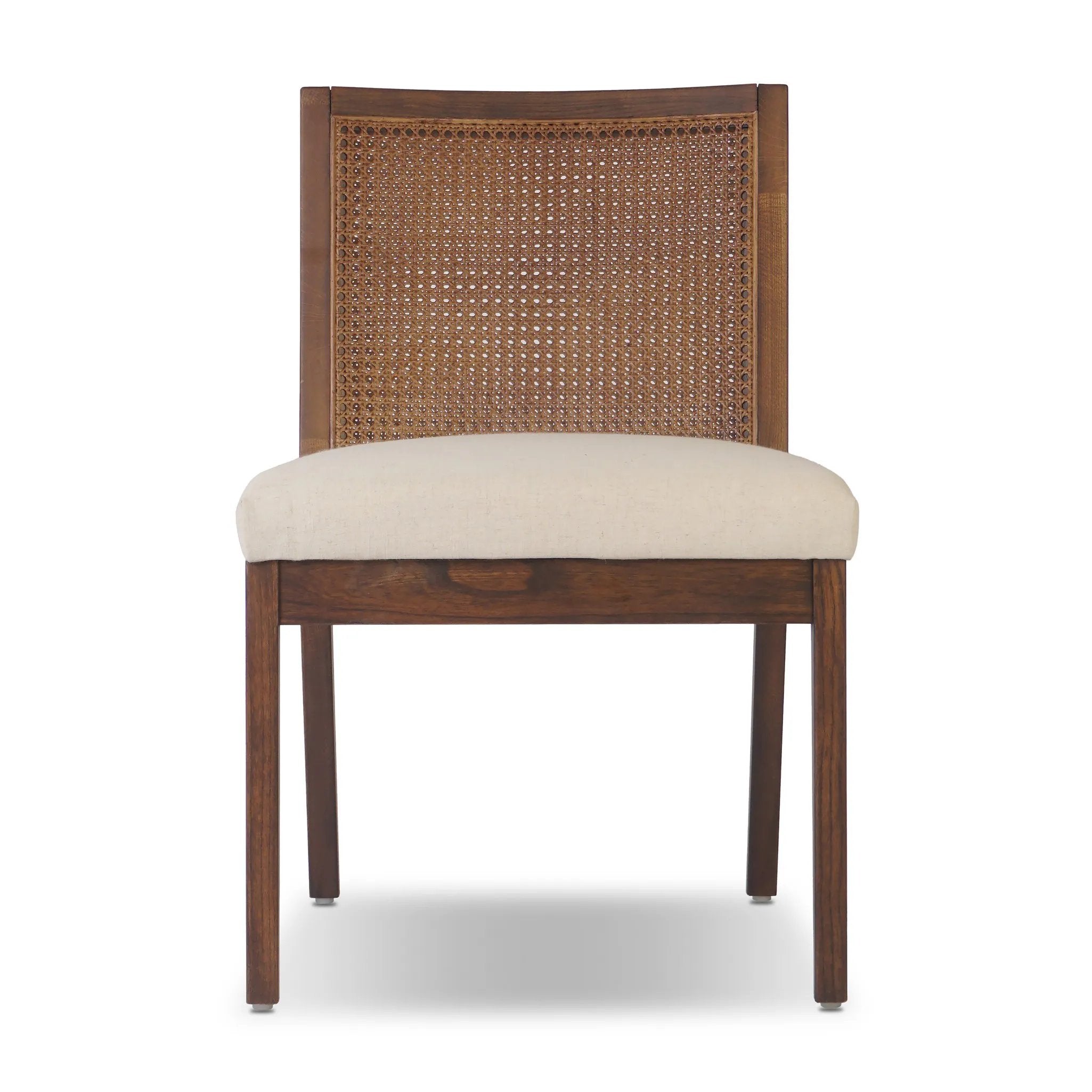 Featuring Antonia Savile Flax Cane Armless Dining Chair by Four Hands at Amethyst Home. Mixed materials refresh a retro style. Cane frames performance fabric seating with slight distressing, bringing more character to the seat. Performance fabrics are specially created to withstand spills, stains, high traffic and wear, ensuring long-term comfort and unmatched. Amethyst Home provides interior design, new home construction design consulting, vintage area rugs, and lighting in the Austin metro area.