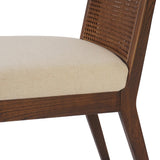 Featuring Antonia Savile Flax Cane Armless Dining Chair by Four Hands at Amethyst Home. Mixed materials refresh a retro style. Cane frames performance fabric seating with slight distressing, bringing more character to the seat. Performance fabrics are specially created to withstand spills, stains, high traffic and wear, ensuring long-term comfort and unmatc. Amethyst Home provides interior design, new home construction design consulting, vintage area rugs, and lighting in the Calabasas metro area.