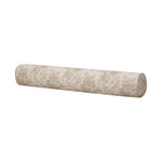 Elevate your bedroom styling with a linen-blend bolster pillow featuring a damask pattern Amethyst Home provides interior design, new home construction design consulting, vintage area rugs, and lighting in the Houston metro area.