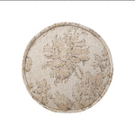 Elevate your bedroom styling with a linen-blend bolster pillow featuring a damask pattern Amethyst Home provides interior design, new home construction design consulting, vintage area rugs, and lighting in the Tampa metro area.