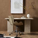 Featuring Arum Cream Marble Desk by Four Hands at Amethyst Home. Made entirely from solid marble in a versatile creamy white, a stately, sculptural desk makes a major style statement.Overall Dimensions: 60.00"w x 30.00"d x 30.00"hWeight : 257.60 lbsMaterials: Solid Marble. Amethyst Home provides interior design, new home construction design consulting, vintage area rugs, and lighting in the Monterey metro area.