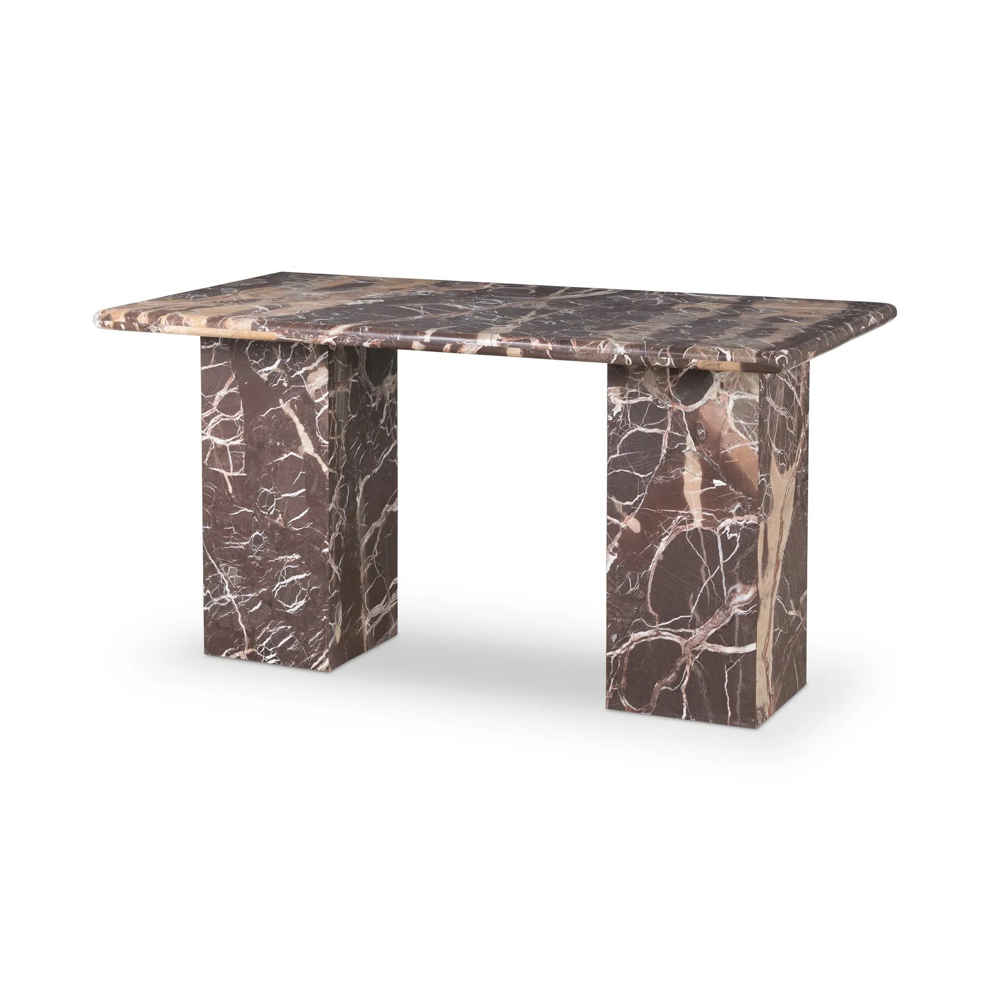 Made entirely from solid marble, a stately, sculptural desk makes a major style statement Amethyst Home provides interior design, new home construction design consulting, vintage area rugs, and lighting in the Calabasas metro area.