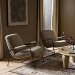 Featuring Ashburn Crete Putty Chair by Four Hands at Amethyst Home. Meet your new favorite chair. Fixed cushioning upholstered in a brushed, textural fabric pairs with a slim steel frame and padded armrests. S-spring suspension and foam cushioning provide lasting support. Overall Dimensions: 28.25"w x 34.25"d x 31.00"h. Amethyst Home provides interior design, new home construction design consulting, vintage area rugs, and lighting in the Calabasas metro area.