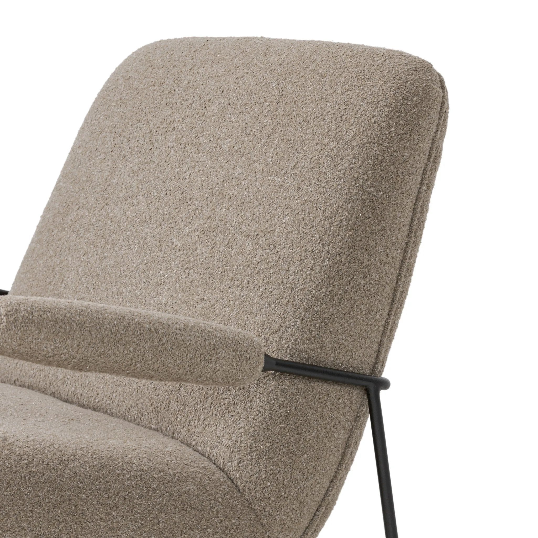 Featuring Ashburn Crete Putty Chair by Four Hands at Amethyst Home. Meet your new favorite chair. Fixed cushioning upholstered in a brushed, textural fabric pairs with a slim steel frame and padded armrests. S-spring suspension and foam cushioning provide lasting support. Overall Dimensions: 28.25"w x 34.25"d x 31.00"h. Amethyst Home provides interior design, new home construction design consulting, vintage area rugs, and lighting in the Miami metro area.
