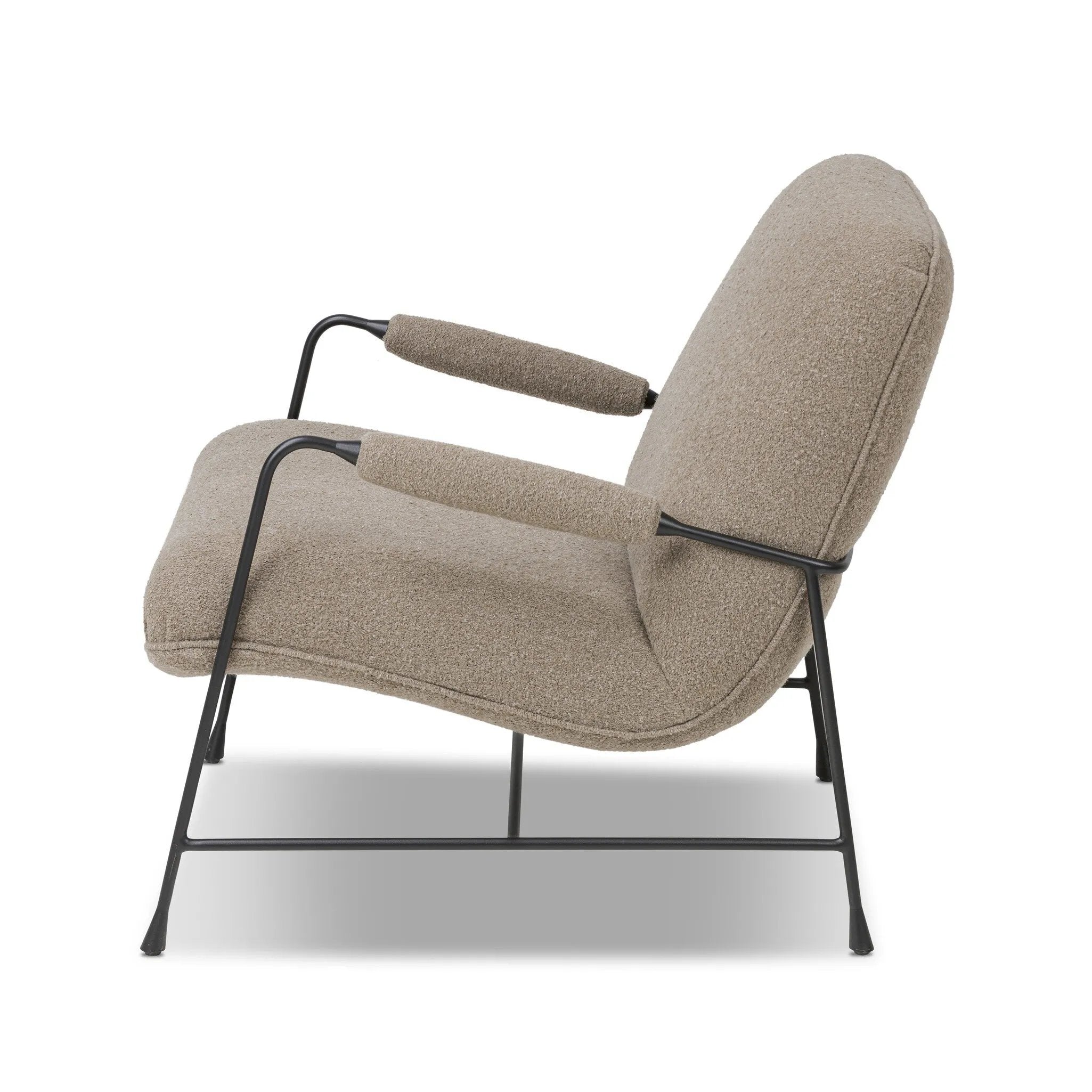 Featuring Ashburn Crete Putty Chair by Four Hands at Amethyst Home. Meet your new favorite chair. Fixed cushioning upholstered in a brushed, textural fabric pairs with a slim steel frame and padded armrests. S-spring suspension and foam cushioning provide lasting support. Overall Dimensions: 28.25"w x 34.25"d x 31.00"h. Amethyst Home provides interior design, new home construction design consulting, vintage area rugs, and lighting in the Newport Beach metro area.