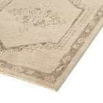 Patterned with a simplistic three-emblem motif framed by a narrow border, this hand-knotted wool rug adds just a touch of neutral design. The durable runner is crafted to wear beautifully over time. Due to the handcrafted nature of this rug, slight variations in sizing may occur Amethyst Home provides interior design, new home construction design consulting, vintage area rugs, and lighting in the Dallas metro area.