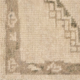 Patterned with a simplistic three-emblem motif framed by a narrow border, this hand-knotted wool rug adds just a touch of neutral design. The durable runner is crafted to wear beautifully over time. Due to the handcrafted nature of this rug, slight variations in sizing may occur Amethyst Home provides interior design, new home construction design consulting, vintage area rugs, and lighting in the Park City metro area.