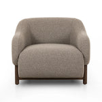 Featuring Audrey Weslie Feather Chair by Four Hands at Amethyst Home. This elevated arm chair features a clean top piece that partially overlaps its bottom counterpart and seamlessly blends the back cushion into the armrests in one fluid form. The seat's legs appear to extend from the seat and back, adding architectural interest. Upholstered in a recycled Tu. Amethyst Home provides interior design, new home construction design consulting, vintage area rugs, and lighting in the Portland metro area.