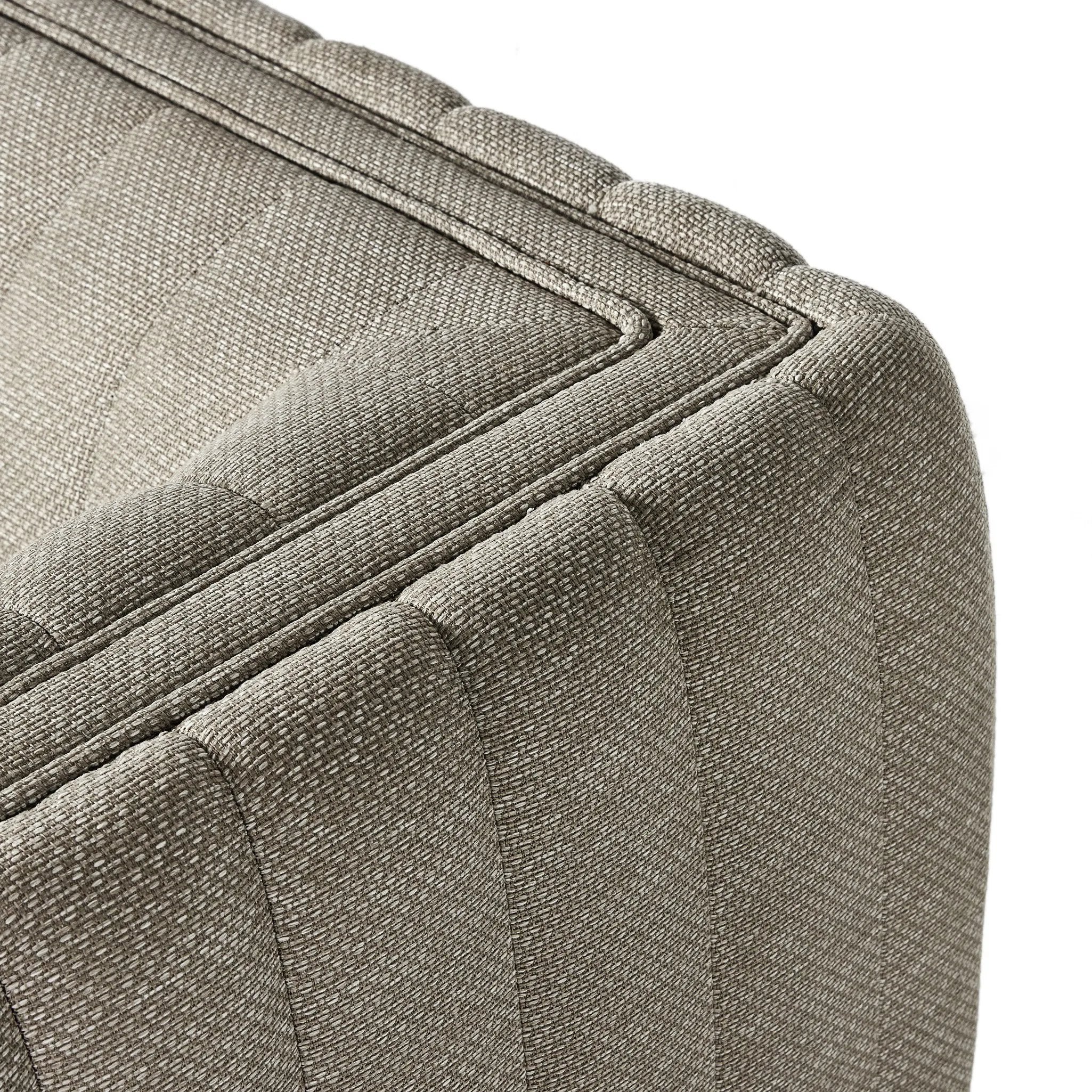 A dramatically channeled outdoor sofa with subtly textured upholstery for a clean, inviting look. Cover or store indoors during inclement weather and when not in use Amethyst Home provides interior design, new home construction design consulting, vintage area rugs, and lighting in the Calabasas metro area.
