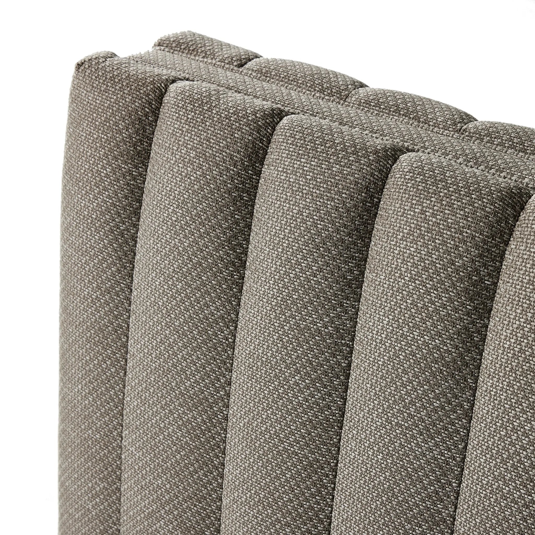 A dramatically channeled outdoor sofa with subtly textured upholstery for a clean, inviting look. Cover or store indoors during inclement weather and when not in use Amethyst Home provides interior design, new home construction design consulting, vintage area rugs, and lighting in the Miami metro area.