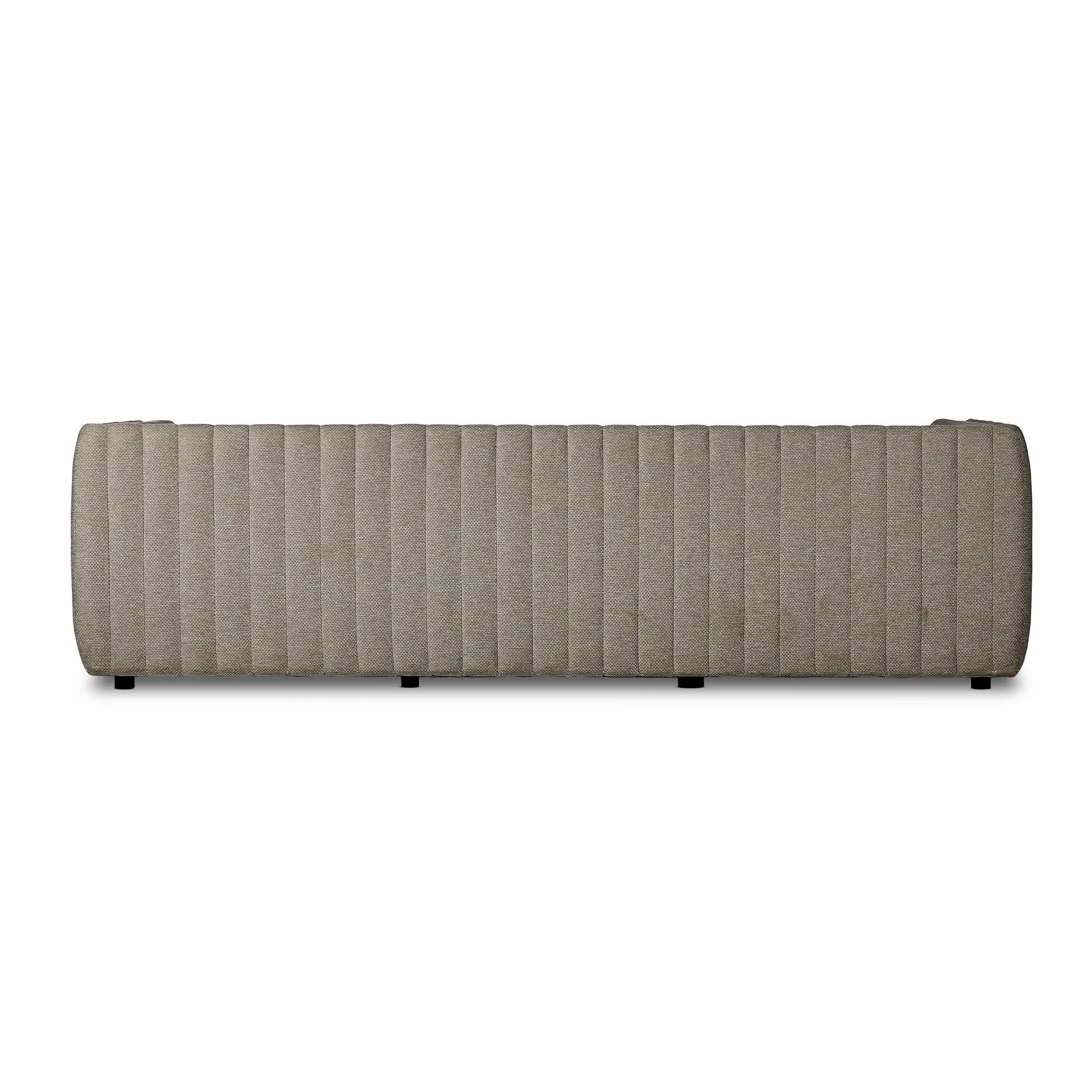 A dramatically channeled outdoor sofa with subtly textured upholstery for a clean, inviting look. Cover or store indoors during inclement weather and when not in use Amethyst Home provides interior design, new home construction design consulting, vintage area rugs, and lighting in the Portland metro area.