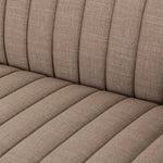 Velvety poly-blend seating takes on dramatic channeling and rich navy hue for trend-forward texture and sumptuous sit Amethyst Home provides interior design, new home construction design consulting, vintage area rugs, and lighting in the Alpharetta metro area.