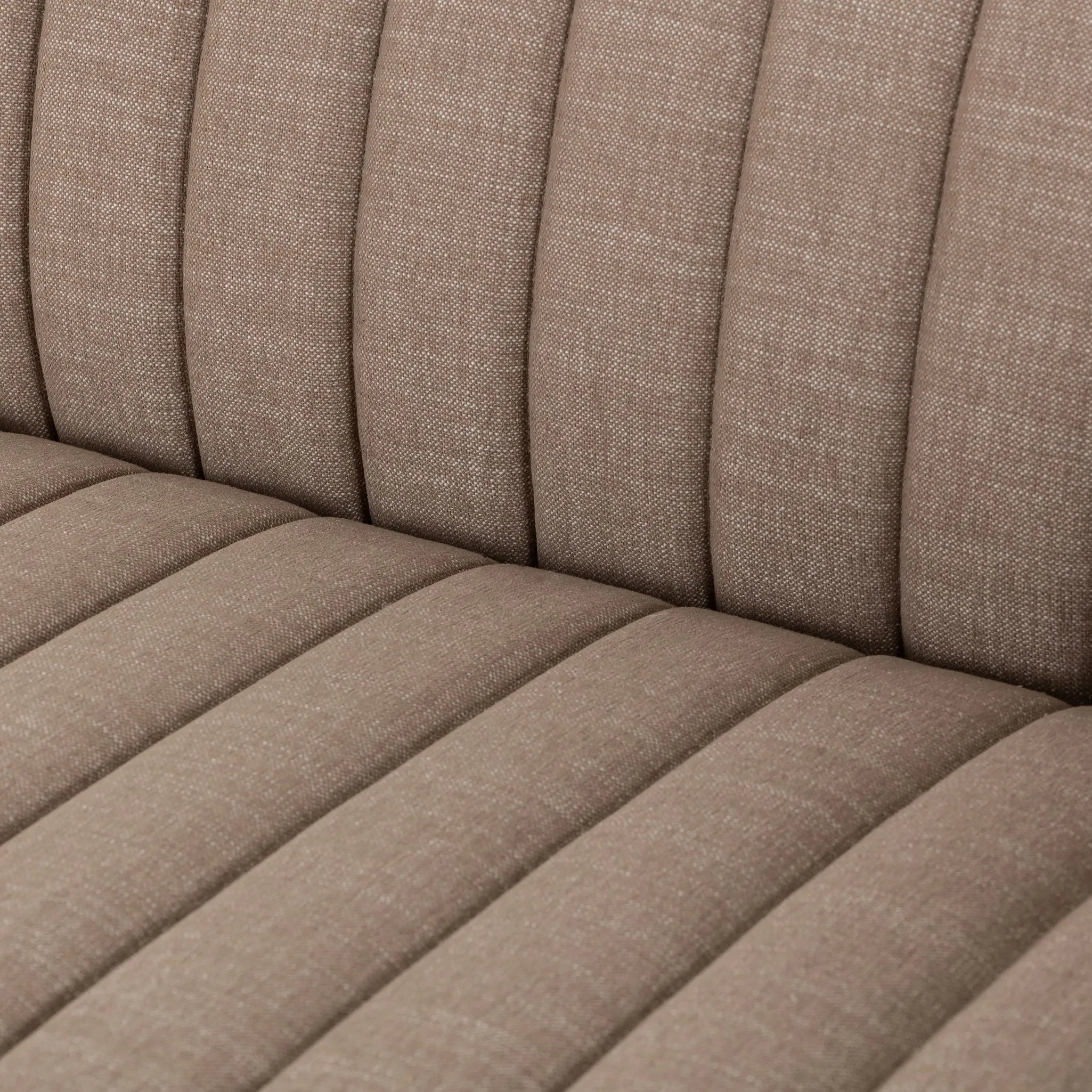 Velvety poly-blend seating takes on dramatic channeling and rich navy hue for trend-forward texture and sumptuous sit Amethyst Home provides interior design, new home construction design consulting, vintage area rugs, and lighting in the Alpharetta metro area.