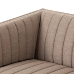 Velvety poly-blend seating takes on dramatic channeling and rich navy hue for trend-forward texture and sumptuous sit Amethyst Home provides interior design, new home construction design consulting, vintage area rugs, and lighting in the Des Moines metro area.