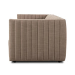 Velvety poly-blend seating takes on dramatic channeling and rich navy hue for trend-forward texture and sumptuous sit Amethyst Home provides interior design, new home construction design consulting, vintage area rugs, and lighting in the Houston metro area.