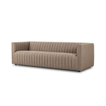 Velvety poly-blend seating takes on dramatic channeling and rich navy hue for trend-forward texture and sumptuous sit Amethyst Home provides interior design, new home construction design consulting, vintage area rugs, and lighting in the Kansas City metro area.